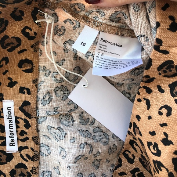 NWT Reformation Leopard Noble Crop Linen Pants - Picture 5 of 5